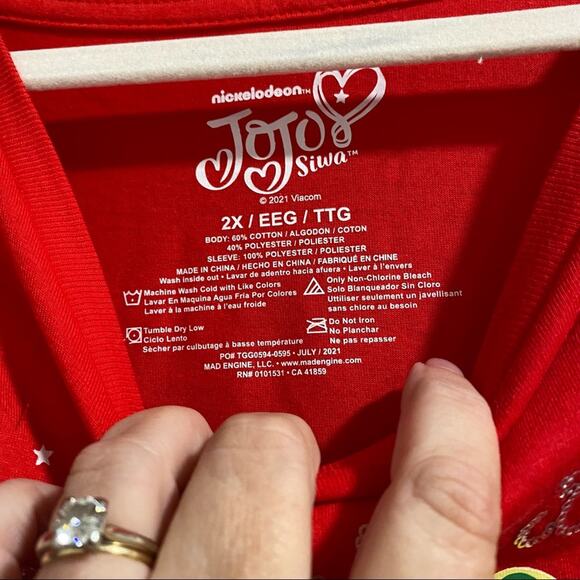 Jojo Siwa top Christmas Girls XXL Slayin it Santa sleigh sequin ruffle 18-20 NWT - Picture 6 of 8
